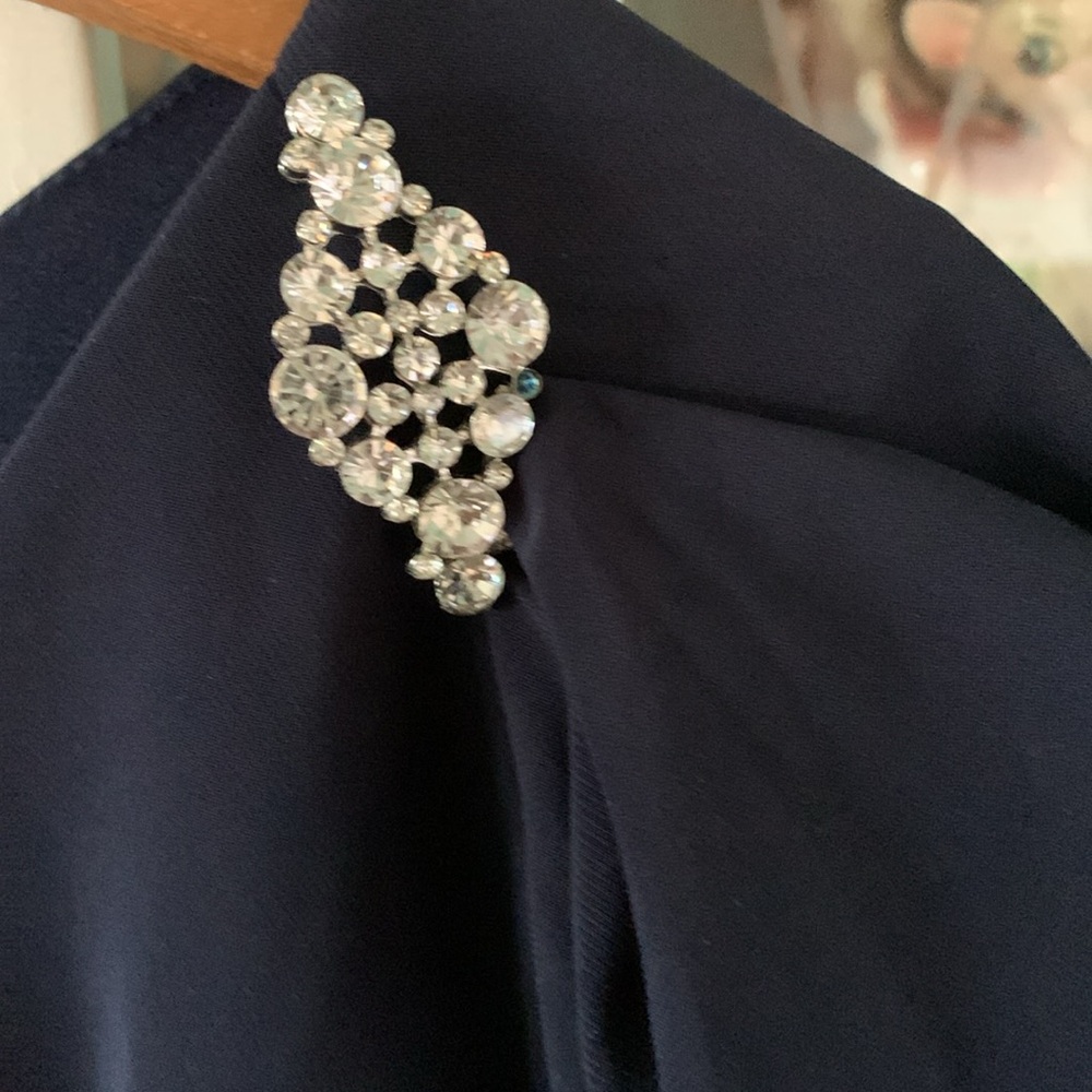 R & M Richards sz 12 formal jumpsuit wedding evening wear euc navy - Picture 6 of 8